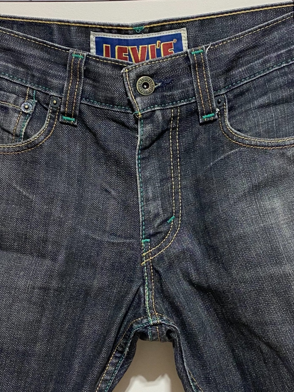 Levi’s Vintage Filiforme 511 Skinny Jean Shorts with Green Stitching Size 30